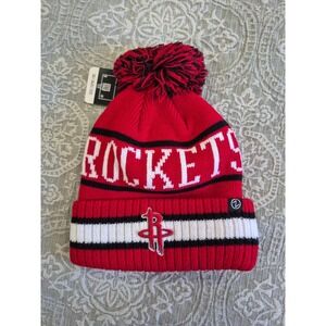 NBA Houston Rockets Pom Beanie Knit Hat Red White Black New With Tags (youth)